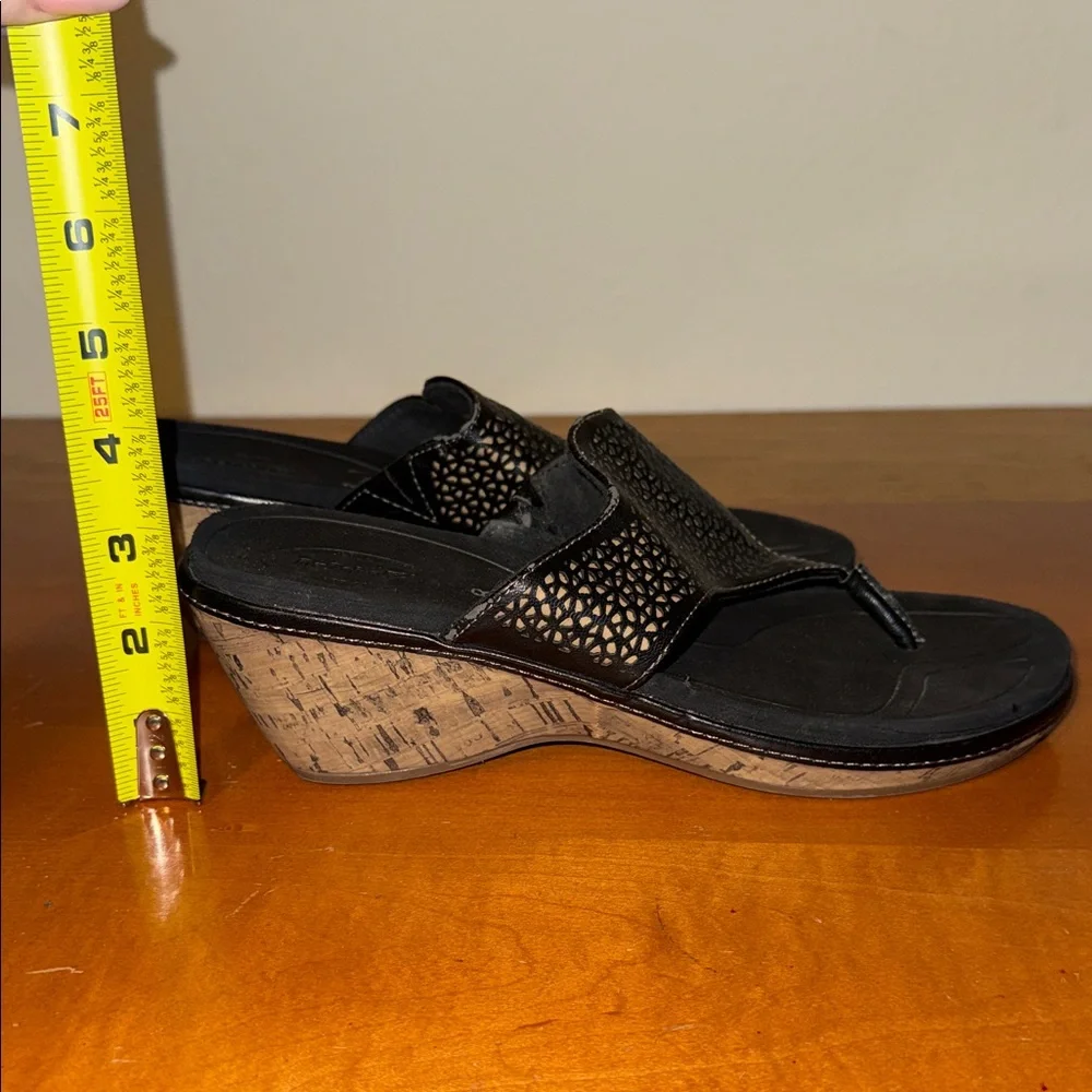 Dr.‎ Scholl's Black Cork Wedge Sandals Thong